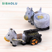 Figuras de molino de Donkey Cart, miniatura, Mini Jardín de hadas, Micro paisaje, estatua de Animal de dibujos animados, artesanía de resina 2024 - compra barato