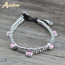 Anslow Fashion Jewelry Brand Sweet Candy Jelly Color Handmade DIY Beads Leather Bracelets Girl Party Christmas Gift LOW0729LB 2024 - buy cheap
