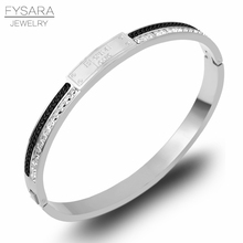 FYSARA-pulsera de acero inoxidable para mujer, Brazalete de eslabones y cristales cuadrados, color negro, AAA 2024 - compra barato