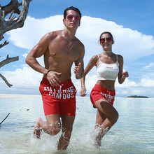 Pantalones cortos de playa para parejas, bañadores modernos de color negro y rojo, bragas de ocio para tabla, ropa de baño sunga para surf, 2019 2024 - compra barato