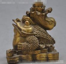 S01310   chinese fengshui copper bronze animal Golden Toad cabbage wealth lucky statues 2024 - buy cheap