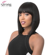 StrongBeauty-pelucas de pelo corto y liso para mujer, pelo corto recto Bob, Color negro/Rubio, 6 colores 2024 - compra barato