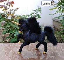 creative real life wings horse model plastic&furs simulation black unicorn doll gift about 23x14x20cm xf1860 2024 - buy cheap