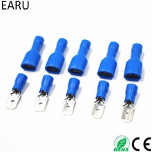 Conector de cabo de crimpagem, terminal de conector macho/fêmea, tamanhos 50x50, 16-14awg azul isolado, 100 peças, 50 pares 2024 - compre barato