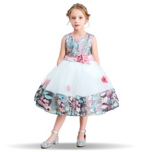 Детское платье-пачка для дня рождения, праздничное платье принцессы для девочек с цветочным рисунком, детское элегантное платье подружки невесты для девочек, одежда для маленьких девочек 4, 8, 10 лет 2024 - купить недорого