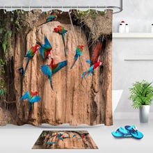 Bastão de argila e papagaio tropical, cortina para chuveiro com tapete, tecido para banheira da natureza, dez 2024 - compre barato