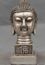 Decoração de bronze lojas de fábrica tibete prata tibet budismo prata sakyamuni shakyamuni buda cabeça estátua selo signet 2024 - compre barato