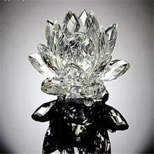 Free shipping 8cm transparent  crystal Lotus decoration crystal gifts crafts Christmas gifts 2024 - buy cheap