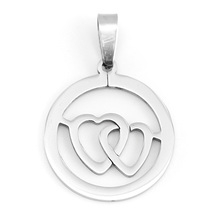 Cupid's 2 heart high polished round Pendant stainless steel Metal jewelry for women wholesale price 1pcs 2024 - buy cheap
