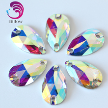 Crystal AB Resin Sew On Rhinestone Flatback Teardrop стразы Sew On Rhinestone Clothing Decoration B2271 2024 - buy cheap