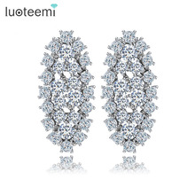 LUOTEEMI Fashion Wedding Accessories for Bridal Oval Full CZ Paved Drop Earring for Women boucle oreille femme Earring of Set 2024 - buy cheap