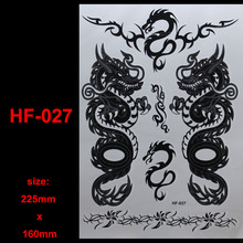 HF-027, черный дракон, размер 225 мм x 160 мм, абсолютно новые татуировки для боди-арта, Временные татуировки, экзотические сексуальные тату-наклейки 2024 - купить недорого