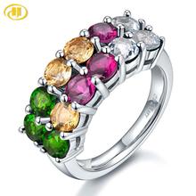 Hutang Multi Gemstone Engagement Ring Natural Garnet Blue Topaz Citrine 925 Sterling Silver Rings Fine Jewelry for Women New 2024 - buy cheap