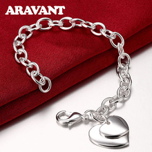 925 Silver Double Heart Lobster Clasp Bracelets For Women Silver 925 Jewelry 2024 - buy cheap