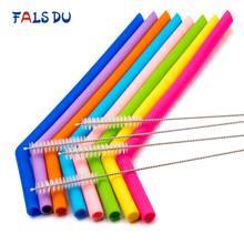 8pcs Reusable Silicone Straws Food Grade Silicone Flexible Bent Straight Drinking Straws With Cleaner Brush Party Bar Accessory 2024 - buy cheap