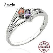 Amxiu Personalized Zircon Ring Custom Two names Rings 925 Sterling Silver Jewelry For Women Wedding Ring Accessories Hot Rings 2024 - buy cheap