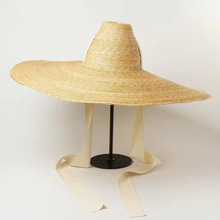 Women Natural Woven Giant Straw Hat Big Brim Floppy Sun Hat High Top Ribbon Band Giant Jumbo Sombrero Hat Adult Summer Beach Hat 2024 - buy cheap