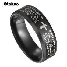 Модное кольцо Otakoo с надписью и текстом из Библии с Иисусом для мужчин и женщин, ювелирные изделия из титановой стали, подарок 2024 - купить недорого