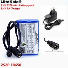 Liitokala-lâmpada de proteção para bicicleta, bateria li-lon, 7.4 v, 5200 mah, 8.4 v, 18650mm + carregador de 1a 2024 - compre barato