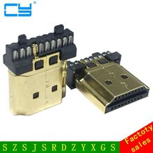Conector de soldadura tipo C HDMI, de 19 pines conector macho, PCB, 19 + 1, chapado en oro, DIY, 10 Uds. 2024 - compra barato