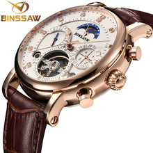 BINSSAW Mechanical Watch Men Sport Tourbillon Automatic Top Luxury Brand Relojes Hombre Leather Moon Phase Watches relogio 2024 - buy cheap