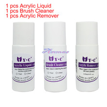 3 x 75ml ACRYLIC LIQUID + REMOVER + BRUSH CLEANER NAIL ART SET 2024 - buy cheap