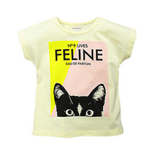 Little Maven-Camiseta de algodón de punto para niñas, camiseta de moda de verano con letras de gato, cuello redondo, nueva 2024 - compra barato