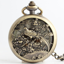 10pcs/lot High Quality Classic Bronze Hollowed  Mechanical Pocket  Watch Roman Dial Skeleton  Men's Pocket Watch Wholesale 2024 - buy cheap