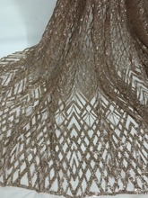 5 ярдов CiCi-8910 клееная блестящая кружевная ткань на продажу Вышивка сетчатый материал для вечернего платья 2024 - купить недорого