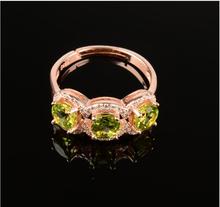 Peridot ring 5mm gem*3 Women rings Natural peridot ring 925 sterling silver Wholesale Fine jewelry Gemstone 2024 - buy cheap