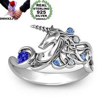 OMHXZJ Wholesale European Fashion Woman Man Party Wedding Gift Unicorn AAA Zircon AAA Zircon S925 Sterling Silver Ring RR294 2024 - buy cheap