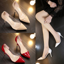 transparent women pumps 2018 High Heels crystal shoes superstar thin heels 8 CM party Shoes point toe ladies shoes red nude 2024 - buy cheap