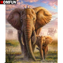Homfun quadrado completo/broca redonda 5d diy pintura de diamante "animal elefante" bordado ponto de cruz 5d decoração de casa presente a07159 2024 - compre barato