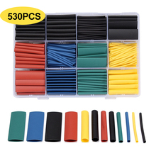 530Pcs Heat Shrink Tubing Insulation Shrinkable Tube Assortment Polyolefin Ratio 2:1 Multi Sizes Wrap Wire Cable Sleeve Kit 2024 - compre barato