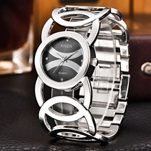 Xinew 6438 relógio feminino dourado pulseira de strass luxuoso fashion relógios de quartzo relógio feminino dourado de ouro montre de aço 2024 - compre barato