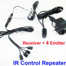 U104 IR Infrared Remote Extender Control Repeater Set Kit 4 Emitter 1 Receiver + 1 AC UK EU US AU adapter For T-V DVD BOX 2024 - buy cheap