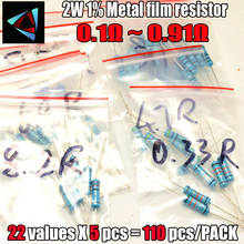 0.1R-0.91R ohm 2W 1% 22valuesX5pcs=110pcs DIP metal film resistor,RESISTOR Assorted Kit 2024 - buy cheap