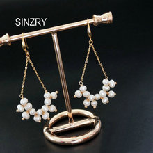 SINZRY sweety handmade original design natural freshwater pearl long  dangle earrings creative fashion earrings 2024 - buy cheap