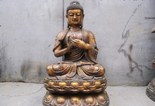 USPS to USA S3051 26" Tibet Folk temple Old Bronze Sit Tathagata Sakyamuni Amitabha Buddha Statue 2024 - buy cheap