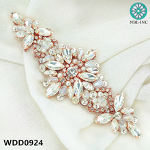30pcs Rhinestone Applique Accessory for wedding belt rose gold clear crystal beads sewing on bridal sashes  WDD0924 2024 - buy cheap