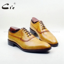 cie Square Plain Toe Custom Handmade 100% Genuine Calf Leather Outsole Breathable Men's Dress Oxford Yellow Brown shoe OX714-1 2024 - buy cheap