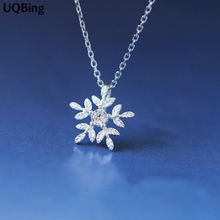 Free Shipping Fashion 925 Sterling Silver Flower Pendant Necklace Zirconia Rhinestone Necklaces For Women Jewelry 2024 - buy cheap