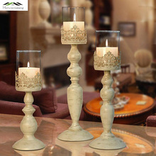 3Pcs/Lot New Metal Candle Holders With Glass White OEM Stand Pillar Candlestick For Wedding Decoration Portavelas Candelabra 2024 - buy cheap