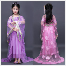 Trajes chineses crianças traje de fadas tang dinastia traje da princesa hanfu guzheng dança traje chinês antigo 2024 - compre barato