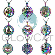 Rainbow Map Tree Owl Dream Catcher Tower Perfume Essential Oil Diffuser Oyster Pearl Cage Locket Necklace 2024 - buy cheap