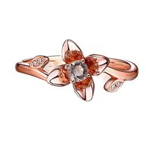 Anillo de oro rosa sólido de 10k para mujer, de 4,5 MM, Diamante morganita Natural de corte redondo, joyería fina, flor romántica 2024 - compra barato