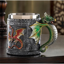 Caneca personalizada de parede dupla de aço inoxidável 3d dragon, caneca de café xícara de dragão, copo de beber, canecas copo 2024 - compre barato