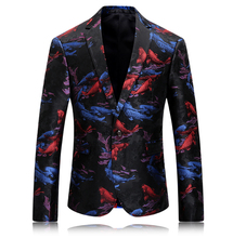 Homens impresso blazer roupas de palco para cantores flor blazer dos homens padrão barra boate moda plus size 3xl casamento 2024 - compre barato