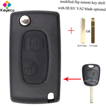 Keyecu-capa de chave remota para peugeot, com 2 botões, lâmina hu83/va2, partner expert, boxer sx9 206 406 307 2024 - compre barato
