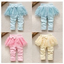 New autumn winter culottes baby girl sweet pantskirt dot layers tutu skirts pants velvet thickening leggings 2024 - buy cheap